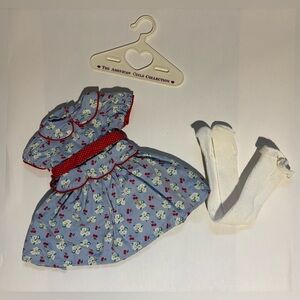 Pleasant company vintage tights and AG Emily Bennet meet dress blue red floral